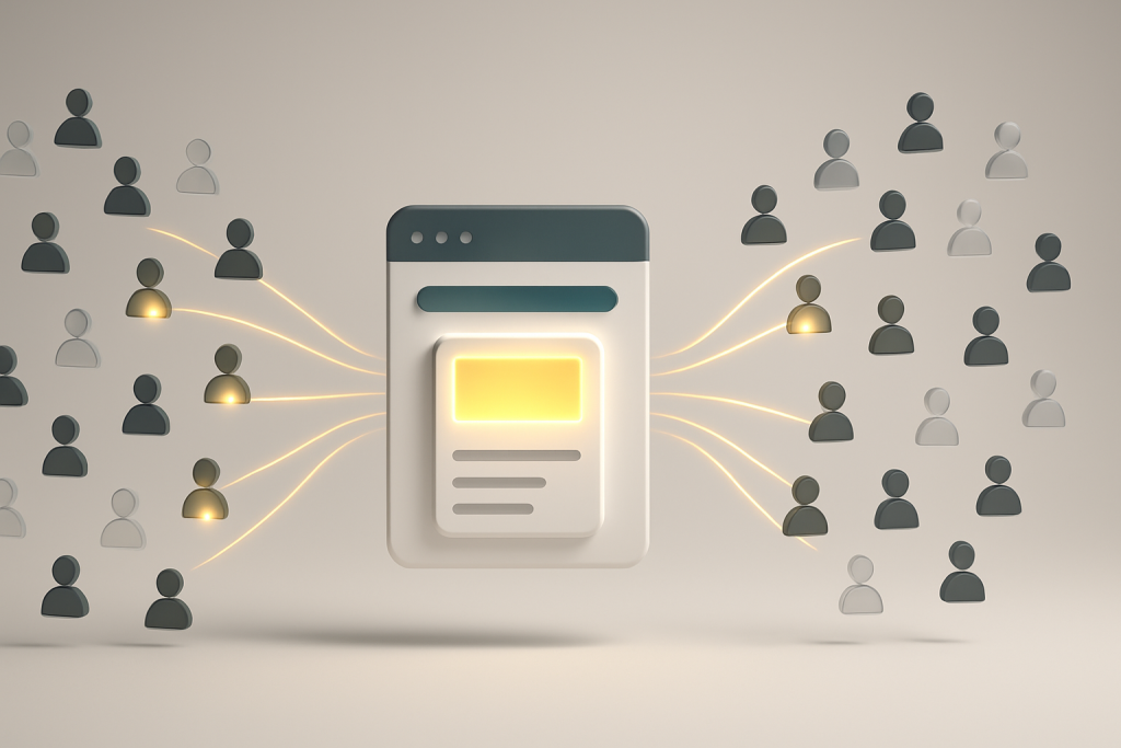 A visual of a magnet attracting arrows, symbolizing a strategy to increase repeat visitors and improve blog audience retention.